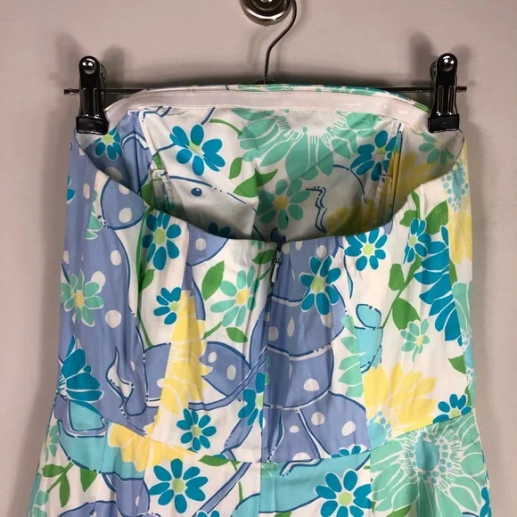 Lilly Pulitzer White Label Floral Spring Summer Strapless Dress 417 - Picture 5 of 9